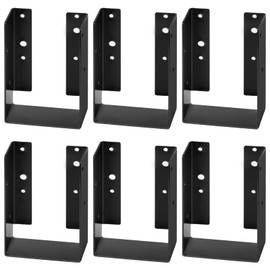 GBGS 6 Pcs 4 x 6 Concealed-Flange Black Light Joist Hanger,Inner Width:3-1/2"(89mm) for 4 x 6 Nominal Beam,14 Gauge Steel