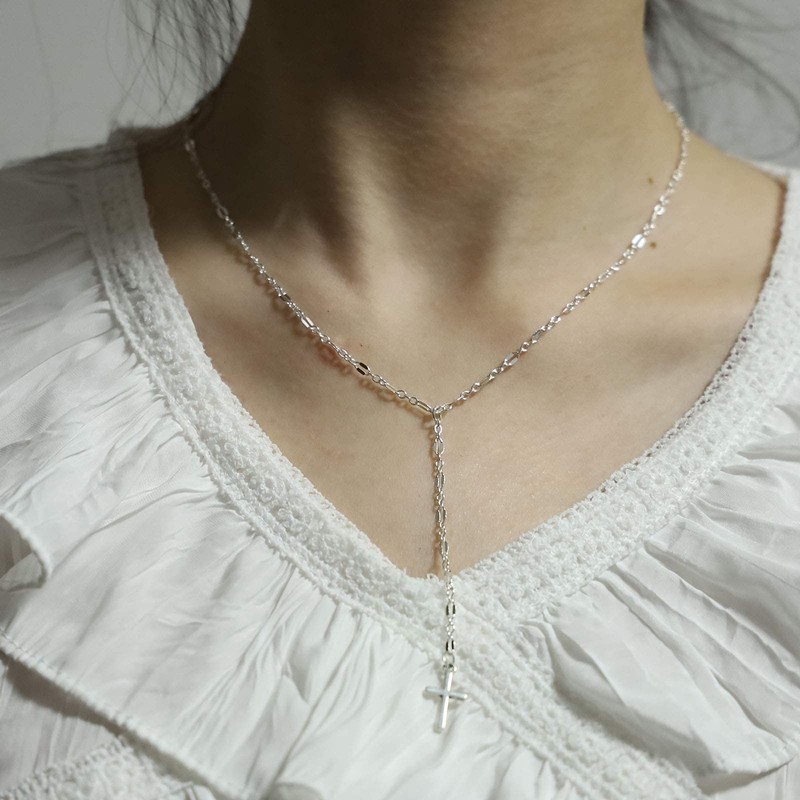 TseenYi Cross Y Lariat Necklace Gold Drop Chain Necklace Choker