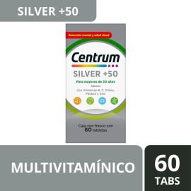 Multivitamnico Centrum Silver 50 Vitamina B Vitamina C Calcio Potasio y Zinc 3 pack 60 Tabletas cada                                                  