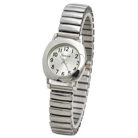 Blekon Collections Womens Quartz 24mm Case Casual Metal Stretch Band Watch (Silver)