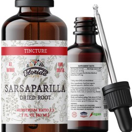 Sarsaparilla Tincture, Organic Sarsaparilla Extract (Smilax Medica) Dried Root, Non-GMO in Cold-Pressed Organic Vegetable Glycerin 2 oz, 670 mg