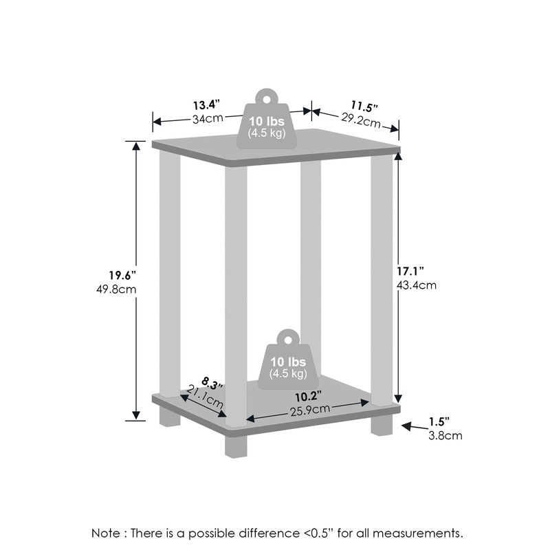 Furinno Simplistic Compact Bedside Table, Nightstand, French Oak/Black