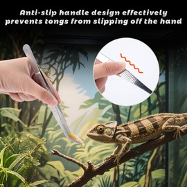 SLSON Reptile Feeding Tongs, 4-Pack Stainless Steel Straight and Curved Tweezers, Handling Tools for Bearded Dragon, Snake, Gecko, Lizards