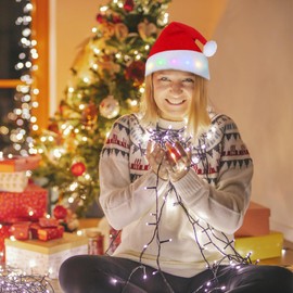 Seasboes Christmas Hat, Santa Hat, Plush, Santa Hat, Red, Santa Hat, Classic Santa Outfit Made of Velvet, Festive Party Items for Christmas and New Year