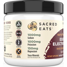 Sacred Eats Keto Electrolyte Powder & Hydration Supplement | 1000mg Potassium & Sodium, 150mg Magnesium | No Sugar & Stevia, Sweetened with Monk Fruit Only | Natural Raspberry Lemon (30 Servings)