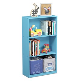 Furinno BASIC Book Shelf, 3-Tier Modern Bookshelf, Bookcase with Open Shelves, 9.3 x 21.8 x 39.5, for Living Room, Bedroom, Home Office, Light Blue