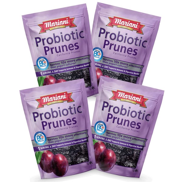 Mariani Probiotic Prunes Pitted Unsweetened, 7oz (Pack of 4) Dried