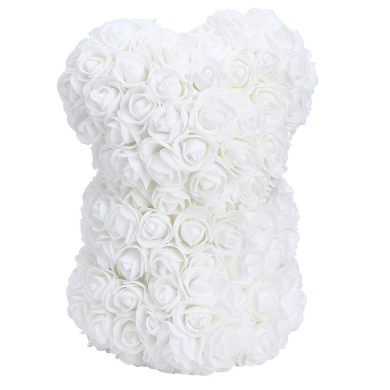 Unique Cute Bear Shape Simulation Artificial Rose Flower with Bowknot