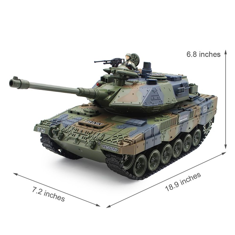 Fistone 1:18 RC Leopard Tank Toy for Kids, Sound Light