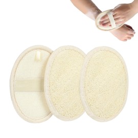 Guegine 3 PCS Loofah Sponge,Face Exfoliator Pad,Natural Exfoliating Sponge,Practical Natural Loofah,Suitable for Adult Men and Women,Suitable for Shower and Bath,Beige
