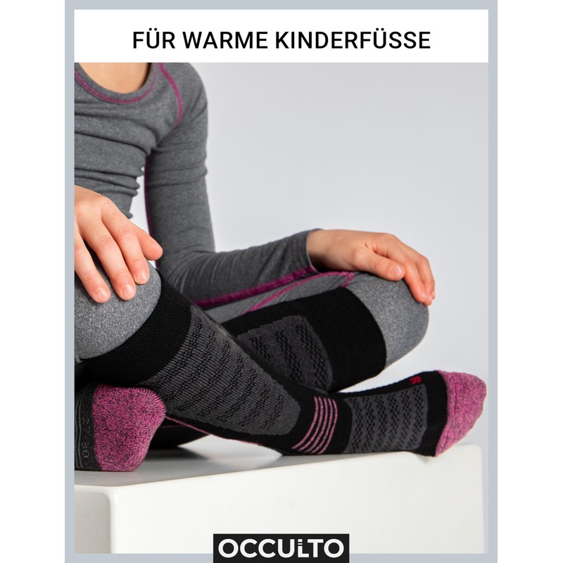Occulto Charlie Children's Ski Socks Pack of 2, black