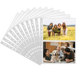 WWYSSZ Pack of 30 120 Pockets A4 Photo Sleeves, Photocard Sleeves for A4 2/3/4 Ring Binder, Collector's Sleeves, Transparent Postcard Sleeves, Double-Sided, 2 Compartments, Each 213 x 152 mm (A5
