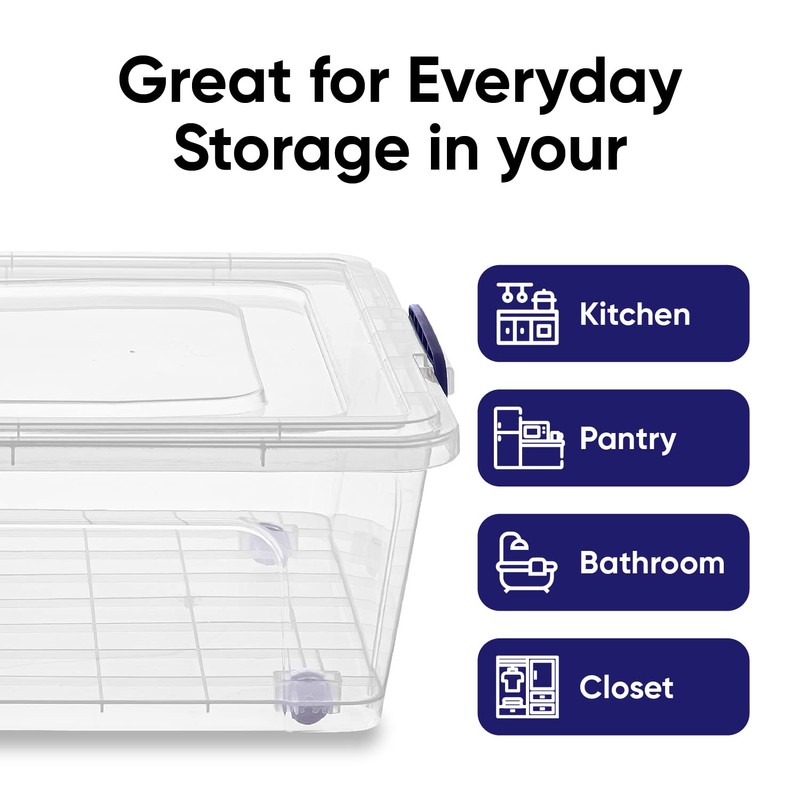 Superio Plastic Storage Bin with Lid, Box for Under Bed,