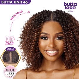 Sensationnel Butta Lace Front Wigs - butta unit 46 extra wide 5 inch deep part synthetic wig preplucked hairline with Babyhair - Butta unit 46 (1B OFFBLACK)