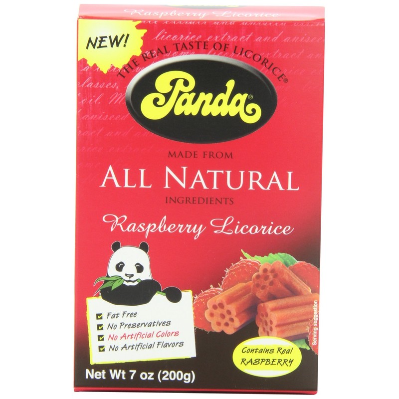 Panda All Natural Licorice Chews Raspberry, 7-Ounce Packages (Pack of