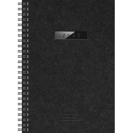 BRUNNEN Book Calendar Model 796 (2025) "Suburb Streets", 2 Pages = 1 Week, A5, 128 Pages, Natural Cardboard, Black