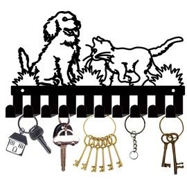 CREATCABIN Dog Cat Key Holder for Wall Mounted Key Holder Hooks Metal Key Coat Rack Hangers with 10 Hooks Key Organizer Rack Wall Decorative for Towel Entryway Front Door Hallway 10.6 x 6.3Inch