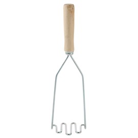 Wooden Hand Grip Potato Masher - Non Stick Food Smasher with Stainless Steel Wire - Mashing Potatoes Utensil