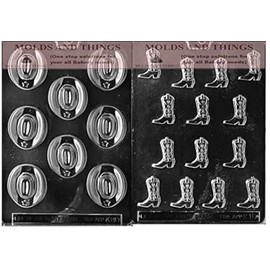 MOLDS AND THINGS Cowboy Hat & Boot Chocolate Candy Molds - Clear Plastic, Durable, Reusable - Includes Instructions