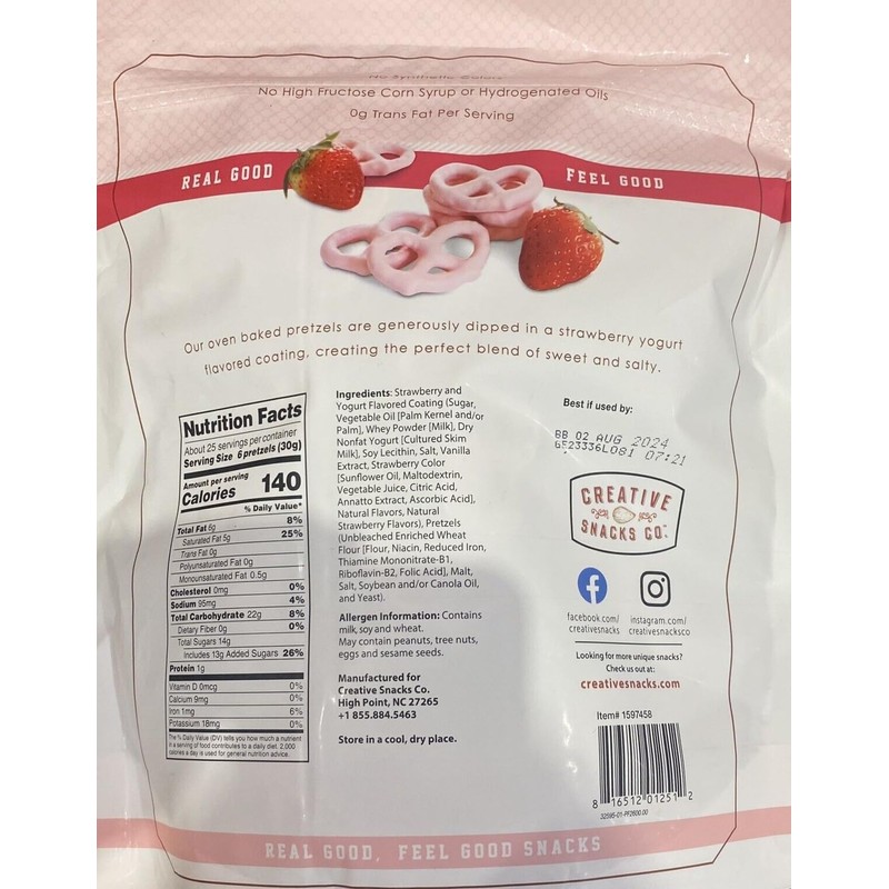 Creative Snacks Strawberry Pretzels (26 Oz, 1.625 LBS)