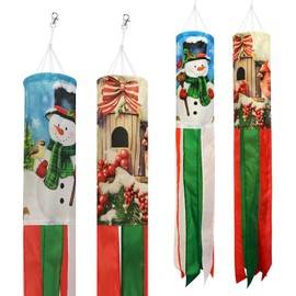 THQZLH 2 Pack Christmas Windsocks - Heavy Duty Outdoor Wind Socks for a Whimsical Holiday Display!