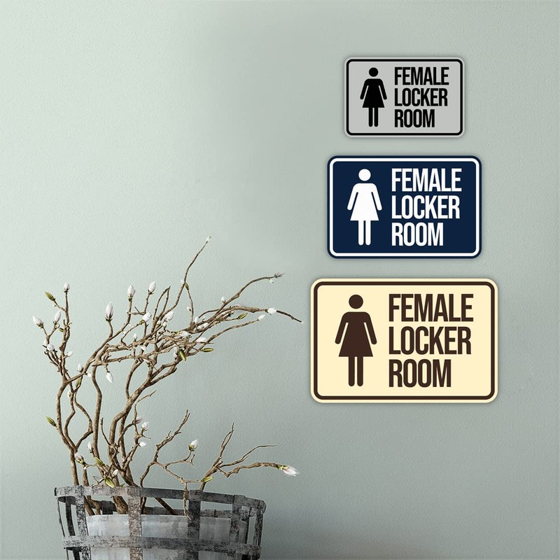 Classic Framed Female Locker Room Sign (Black) - Large