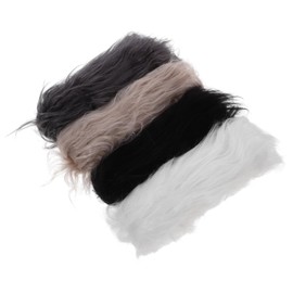 Angoily 4pcs Simulation Fur Fabric Strips DIY Costume Accessories Faux Trim for Dolls Realistic Soft Faux Fur Material for Crafting and Decoration White Black Khaki Grey Each