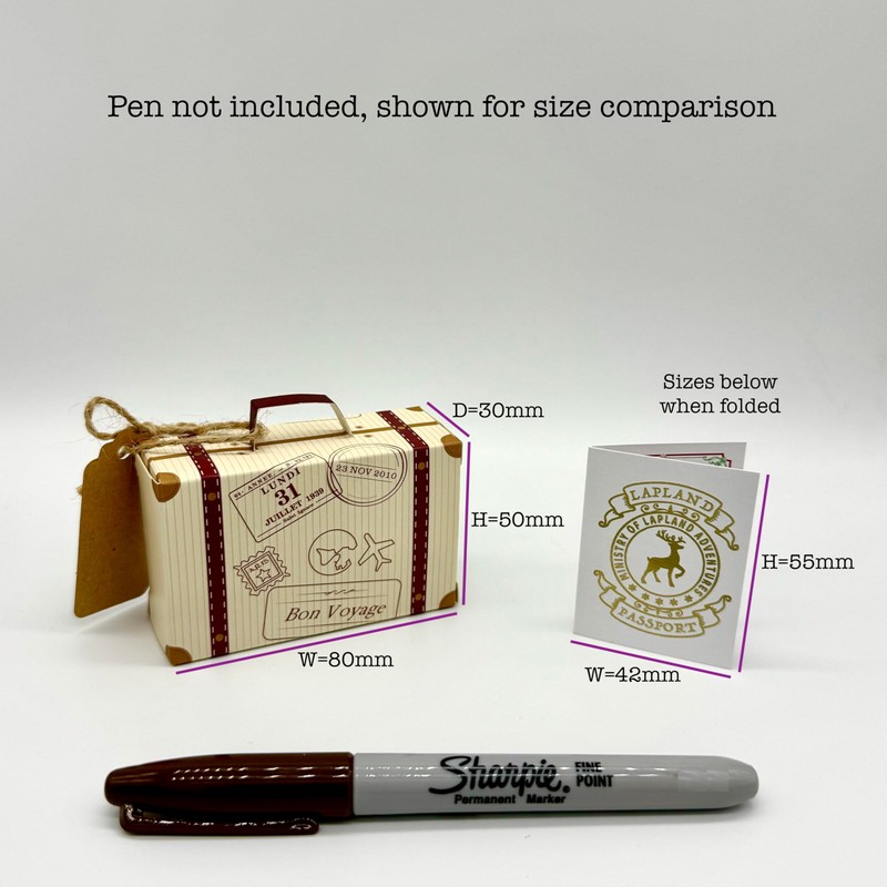 Mini Lapland (White with Gold effect) Passport and Mini Suitcase
