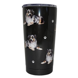 Australian Shepherd SERENGETI 16 Oz. Stainless Steel, Vacuum Insulated Tumbler with Spill Proof Lid - 3D Print - Insulated Travel mug for Hot or Cold Drinks (Australian Shepherd Tumbler)