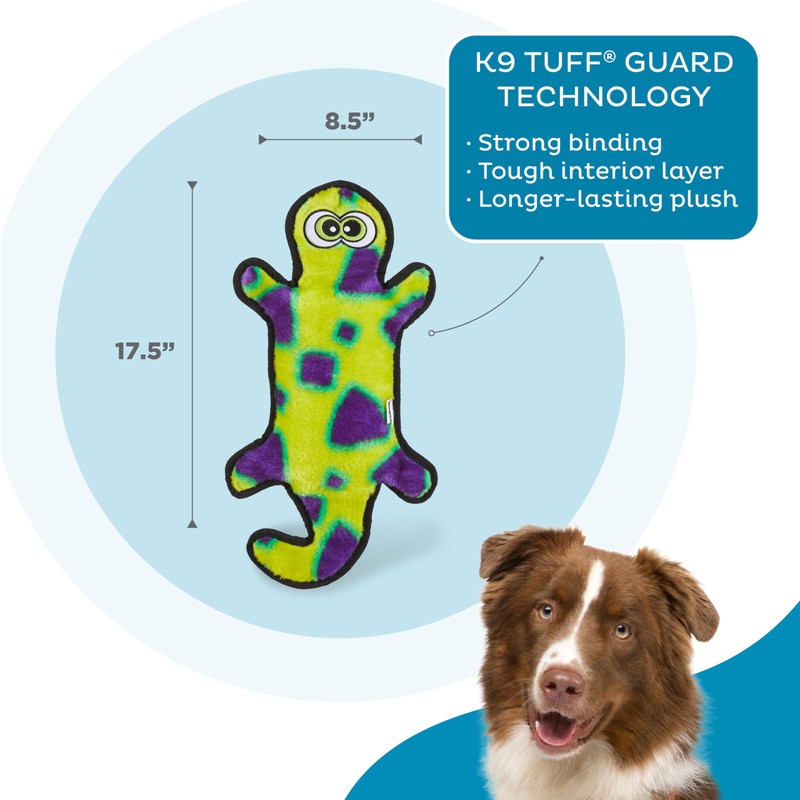 Outward Hound Durablez Large Gecko Stuffing-Free Squeaky Plush Dog Toy