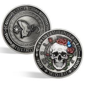 CHURYUML Memento Mori Coin 3D Skull Challenge Coins Inspirational Stoic Reminder Token for Daily Stoic Meditations Cool Stoicism Gifts Courage Worry Coins Motivational Presents