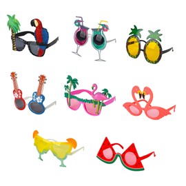 Gukasxi 8 Pairs Beach Party Glasses Novelty Party Sunglasses Funny Hawaiian Glasses Tropical Party Sunglasses Luau Party Sunglasses Tropical Fancy Dress Favors for Kids Adults Luau Party Supplies