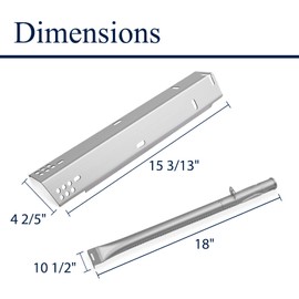 Boloda 4 Pack Heat Plate Shield and Grill Burner Replacement Parts for Dyna Glo DGH485CRP 4 Burner, DGH474CRP 5 Burner Gas Grill，4 Pack Stainless Steel Grill Burner Replacement Parts