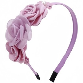 Muagorn Flower Headband Flower Girl Hair Accessory, Pink White Rose Flowers Hair Bands Elegant Decoration Headdress Party Wedding Supplies (Purple, Normal)