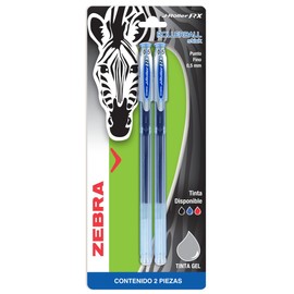 Rollerball, Pluma, J-Roller RX Punto Fino 0,5 mm, Tinta Gel Color Azul, Blister 2 piezas Zebra México