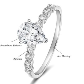 Titaniumcentral Women's Engagement Ring Rose Gold Silver 1.5CT Tear Pear Shape Cubic Zirconia Promise Ring Wedding Rings Partner Rings, Copper