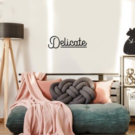 Vinyl Wall Art Decal - Delicate - 8" x 25" - Modern Inspirational Positive Cute Word Quote Sticker for Home School Office Bedroom Closet Kids Room Living Room Decor (Black)