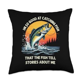 Boastful Fisherman - Fish Spread My Fame Throw Pillow