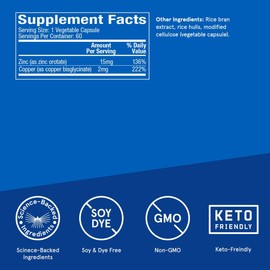 Bulletproof Zinc with Copper, Reliable and Quick Source of Energy (60 Capsules)