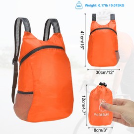 PATIKIL Hiking Backpack, 15L-20L Packable Lightweight Backpack Daypack Small Foldable Outdoor Camping Cycling Backpacking Shoulder Bag, Orange