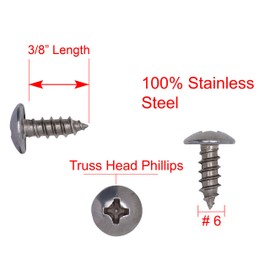 Bolt Dropper #6 X 3/8" Stainless Phillips Truss Head Wood Screws - Corrosion Resistant - 18-8 (304) Stainless Steel Truss Head Screw Pack