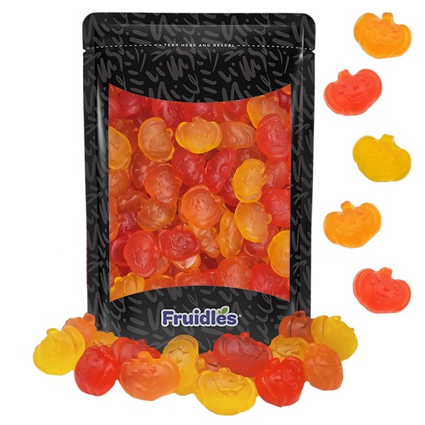 Fall Mini Gummy Pumpkins Candy, Assorted Fruit Flavors Gummies, Allergy Friendly, Non-GMO, No Artificial Sweeteners Gummy (Half-Pound)