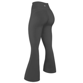 TomTiger Flare Leggings for Women Bootcut Yoga Pants with Tummy Control High-Waisted and Wide Leg (Bootcut Dark Gray,L)