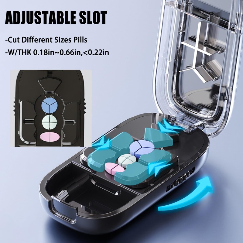 Pill Cutter Splitter for Small and Tiny Pills - 1/2&1/3&1/4
