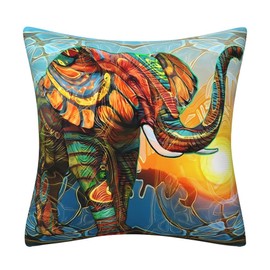 DILOXNSU Elephant Gifts Cushion Covers, Colorful Cushions Covers 45 x 45 cm Double-Sided Decorative Pillows Covers for Sofa Bed Livingroom Garden Outdoor Home Decor Pillow Case 18 x 18 inch