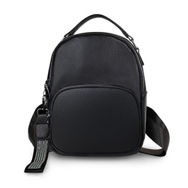 WisePoint Womens Backpacks, PU Leather Small Backpack for Women, Stylish Womens Backpack Handbag Small Backpack Purse (black)