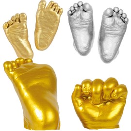 YeahiBaby - Molde de yeso 3D para huellas y huellas de bebé, color dorado