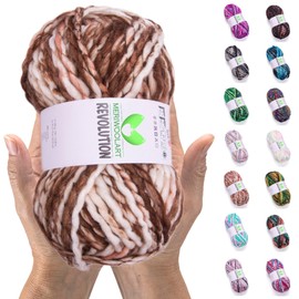 MeriWoolArt Merino Wool for Knitting - 75 m Multicoloured Thick Soft Merino Wool for Knitting for Sweater Jackets - XXL Hand Knitting Wool - Voluminous DIY Wool for Scarves Blankets Scarves Gifts