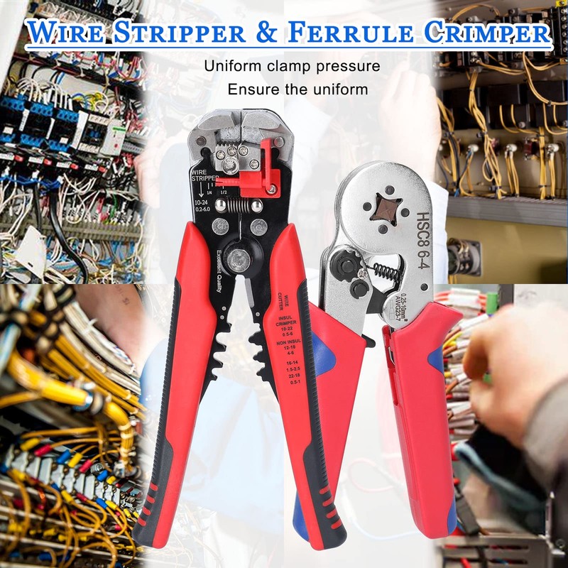 HSC8 6.4 0.25-10mm² AWG23-7 Crimping Pliers and YE-1R 0.2-6.0mm² Stripping
