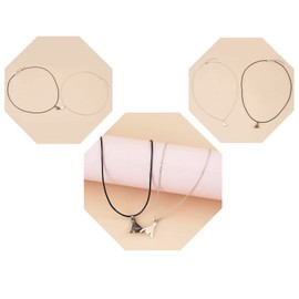 4 Pcs His Her BFF Friendship Matching Pinky Promise Pendant Necklace Jewelry Set for 2 Couples Long Distance Relation Rope Bracelets(Silver & Black-Match Pinky Set)